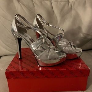 Guess Silver Platform Heels